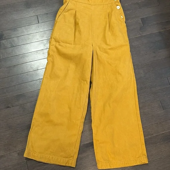 ASOS Mustard Yellow Overalls with Button Accent Women’s 6 - Picture 3 of 11